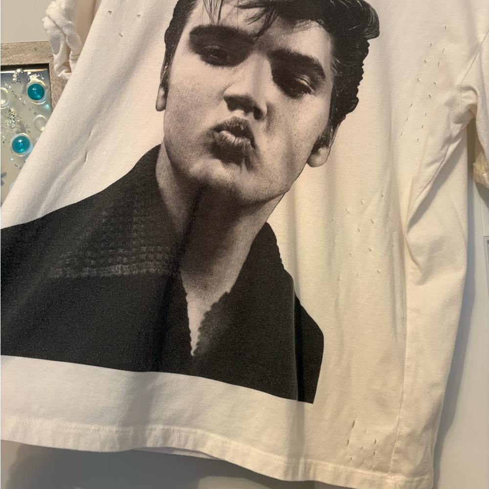 White Graphic T-Shirt with Black Portrait